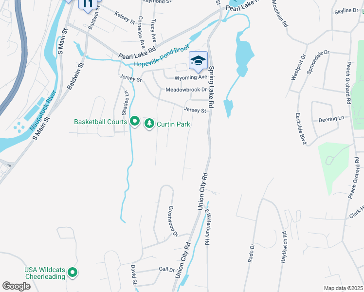 map of restaurants, bars, coffee shops, grocery stores, and more near 94 Holly Street in Waterbury