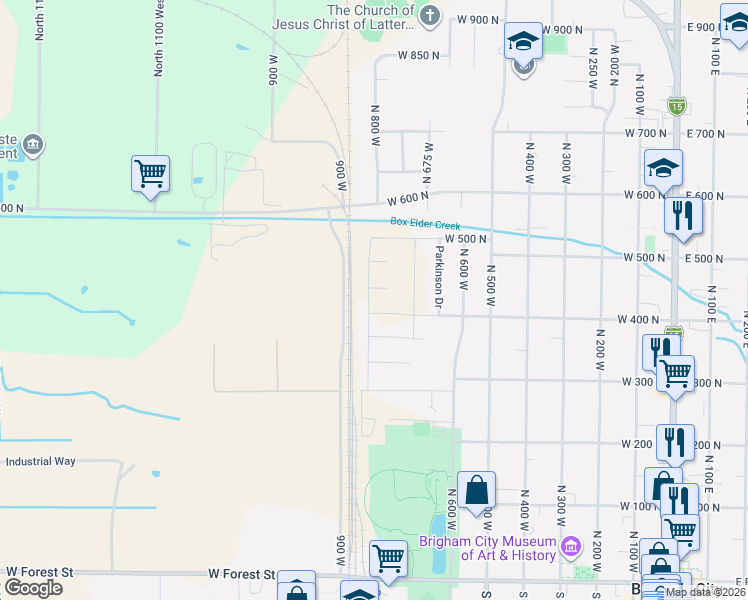 map of restaurants, bars, coffee shops, grocery stores, and more near 412 North 800 West in Brigham City
