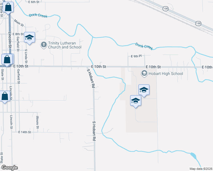 map of restaurants, bars, coffee shops, grocery stores, and more near 1111 South Hobart Road in Hobart