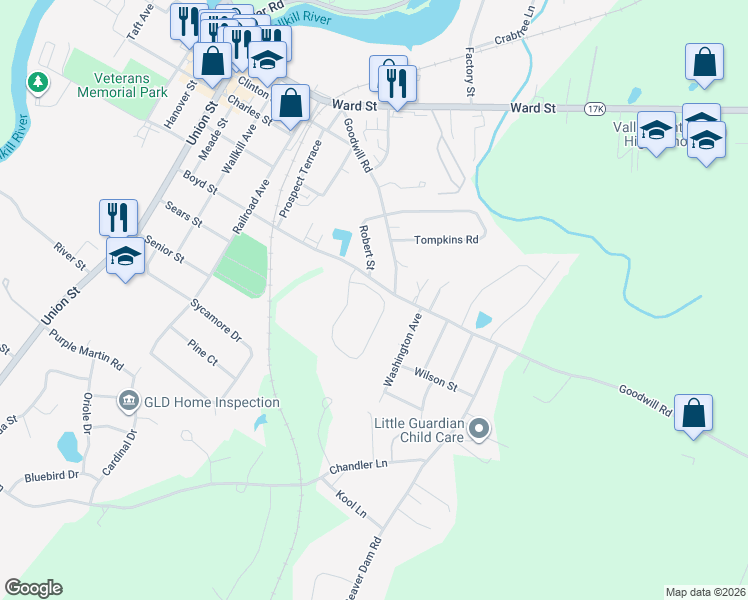 map of restaurants, bars, coffee shops, grocery stores, and more near 309 Angelo Drive in Montgomery