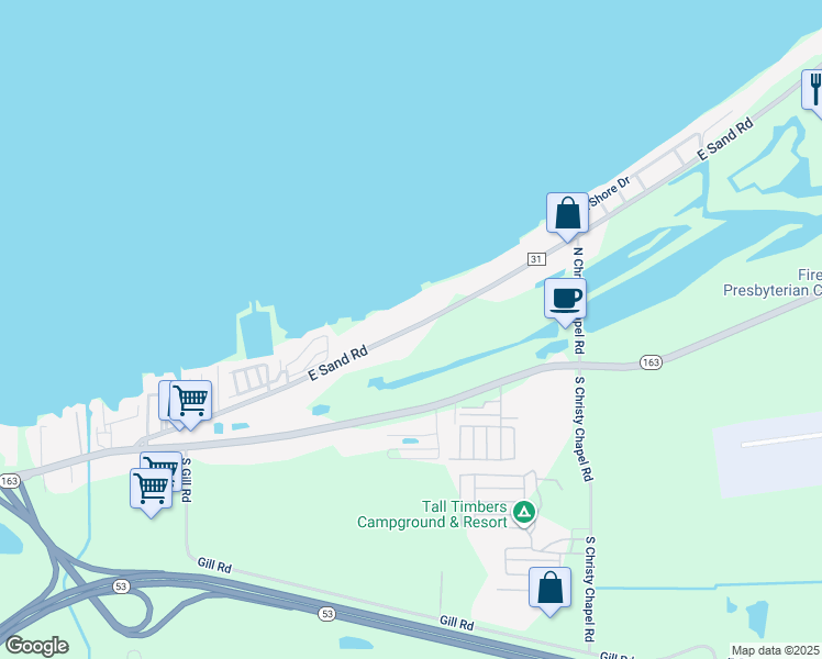 map of restaurants, bars, coffee shops, grocery stores, and more near 2311 Township Highway 31 in Port Clinton