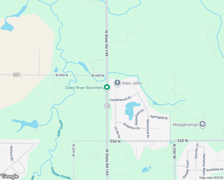 map of restaurants, bars, coffee shops, grocery stores, and more near 598 Lake Park Dr in Valparaiso