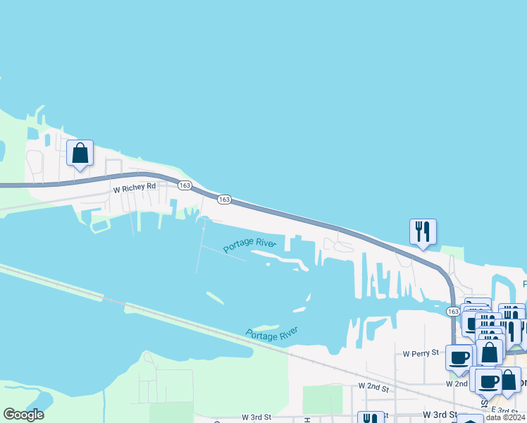map of restaurants, bars, coffee shops, grocery stores, and more near 302 Clinton Reef Drive in Port Clinton