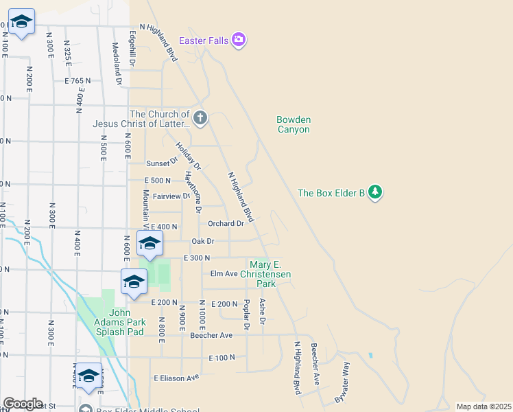map of restaurants, bars, coffee shops, grocery stores, and more near 1102 Carolyn Place in Brigham City