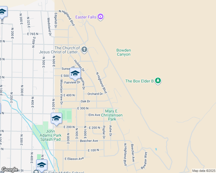 map of restaurants, bars, coffee shops, grocery stores, and more near 1102 Carolyn Place in Brigham City