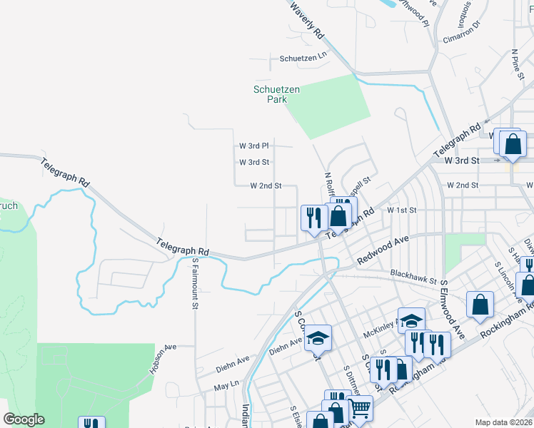 map of restaurants, bars, coffee shops, grocery stores, and more near 100-130 S Elsie Ave in Davenport