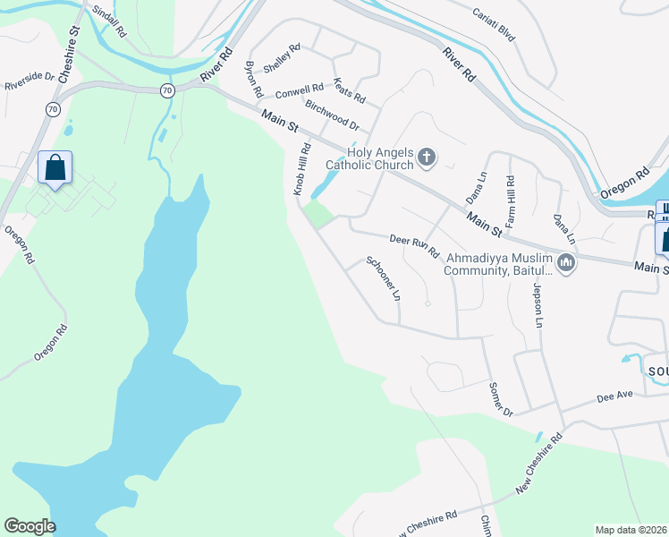 map of restaurants, bars, coffee shops, grocery stores, and more near 238 Knob Hill Road in Meriden