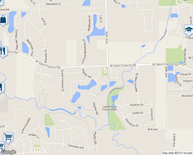 map of restaurants, bars, coffee shops, grocery stores, and more near 20400 Mackinac Point Drive in Frankfort