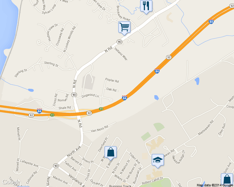 map of restaurants, bars, coffee shops, grocery stores, and more near 7 Oak Road in Beacon