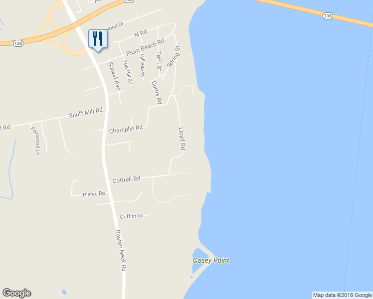 map of restaurants, bars, coffee shops, grocery stores, and more near 71 Lloyd Road in North Kingstown