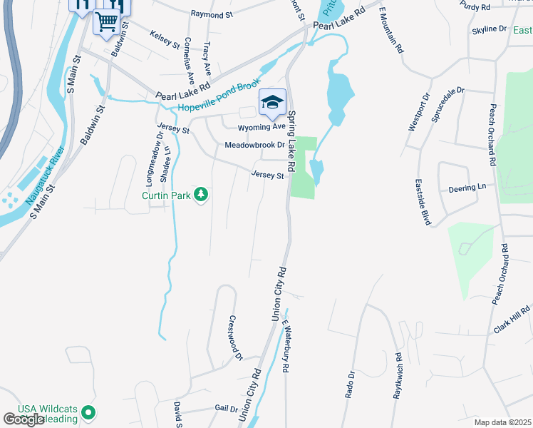 map of restaurants, bars, coffee shops, grocery stores, and more near 67 Holly Street in Waterbury