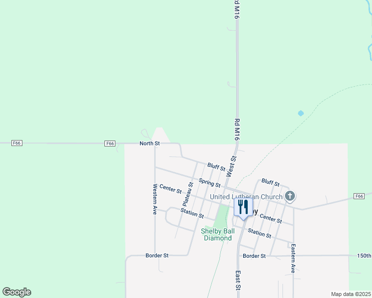 map of restaurants, bars, coffee shops, grocery stores, and more near 707 Bluff Street in Shelby