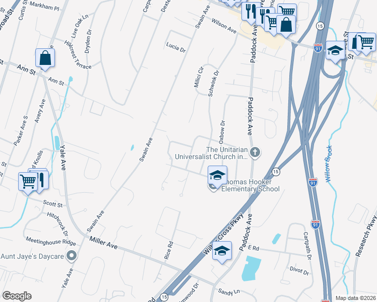 map of restaurants, bars, coffee shops, grocery stores, and more near 231 Northfield Road in Meriden
