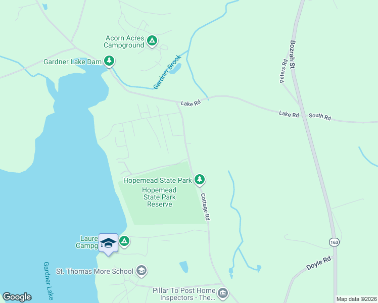 map of restaurants, bars, coffee shops, grocery stores, and more near 19 Cottage Road in Bozrah