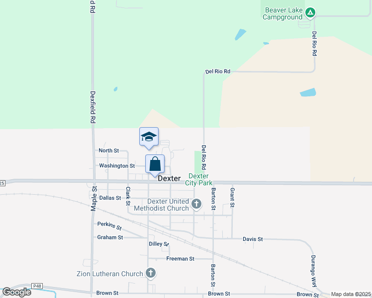 map of restaurants, bars, coffee shops, grocery stores, and more near 923 North Street in Dexter