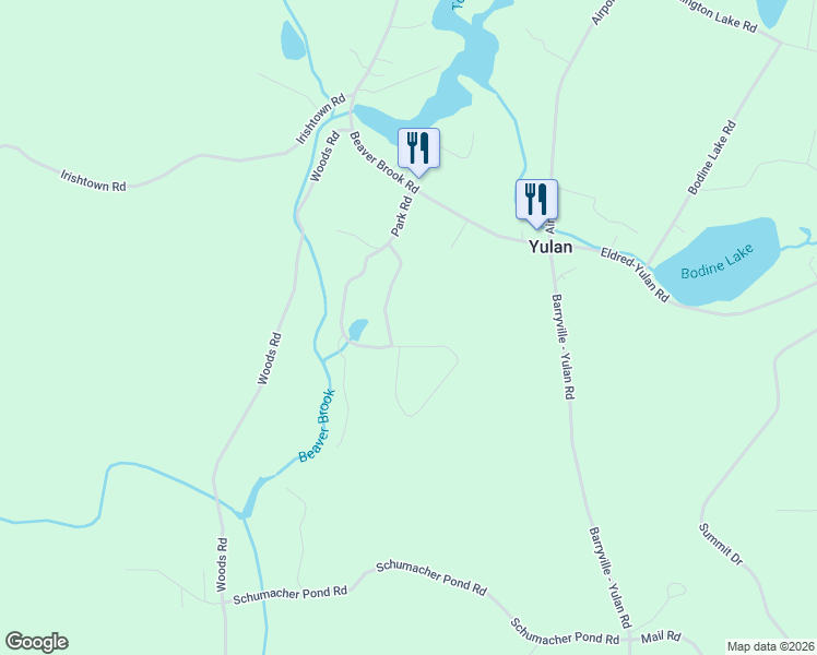 map of restaurants, bars, coffee shops, grocery stores, and more near 62 Park Rd in Yulan