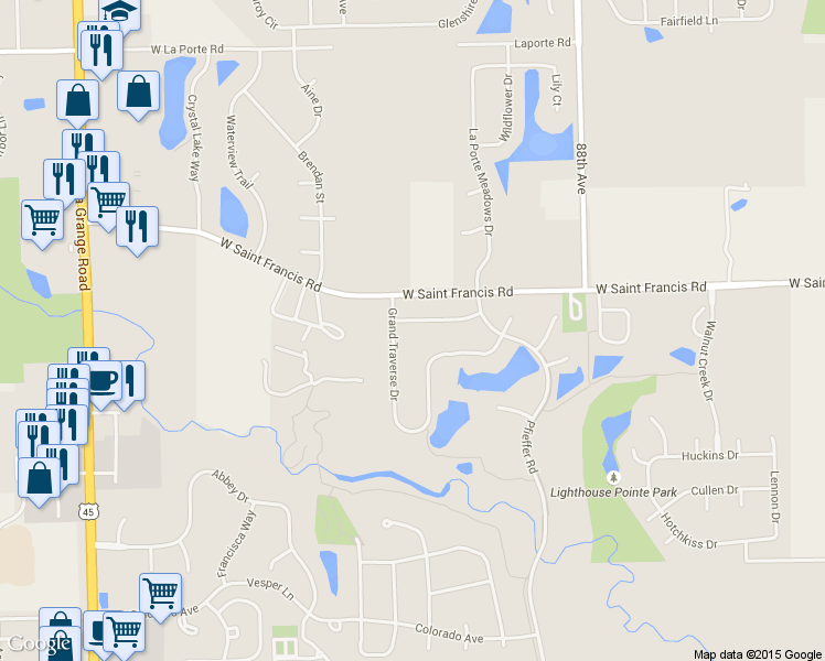 map of restaurants, bars, coffee shops, grocery stores, and more near 9045 Big Sable Point in Frankfort