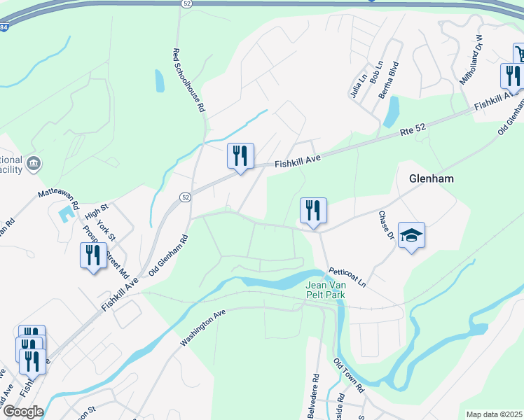 map of restaurants, bars, coffee shops, grocery stores, and more near 48 Old Glenham Road in Glenham
