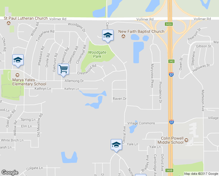 map of restaurants, bars, coffee shops, grocery stores, and more near 5626 Feather Creek Road in Matteson