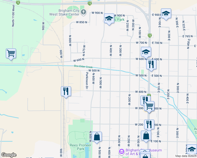 map of restaurants, bars, coffee shops, grocery stores, and more near 467 North 500 West in Brigham City