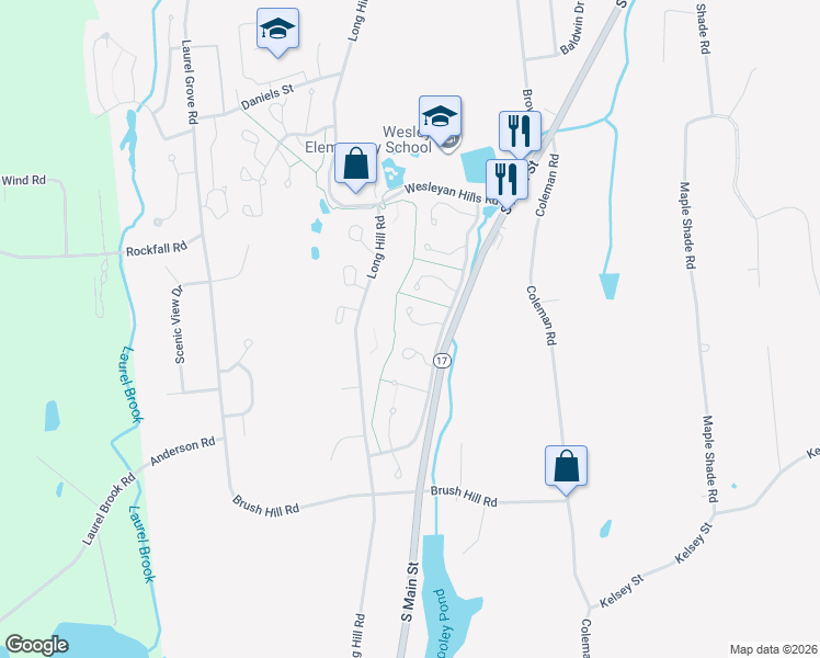 map of restaurants, bars, coffee shops, grocery stores, and more near 6 Blue Bird Road in Middletown