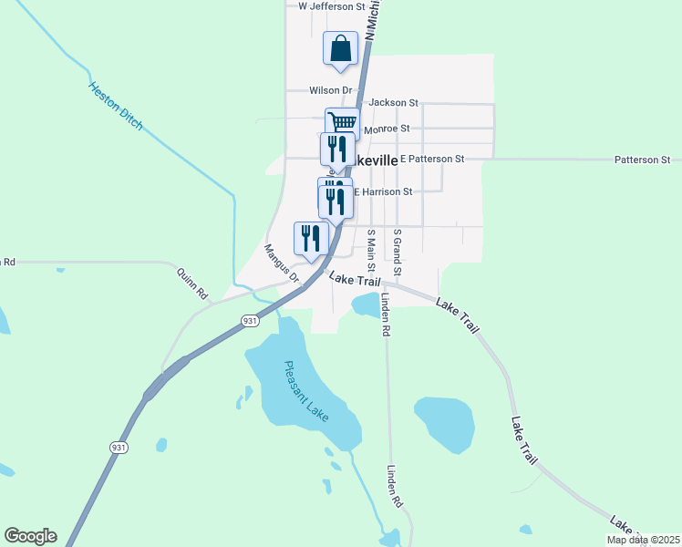 map of restaurants, bars, coffee shops, grocery stores, and more near 121-123 Lake Trail in Lakeville