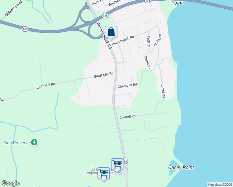 map of restaurants, bars, coffee shops, grocery stores, and more near in North Kingstown