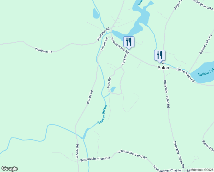 map of restaurants, bars, coffee shops, grocery stores, and more near 52 Park Road in Yulan