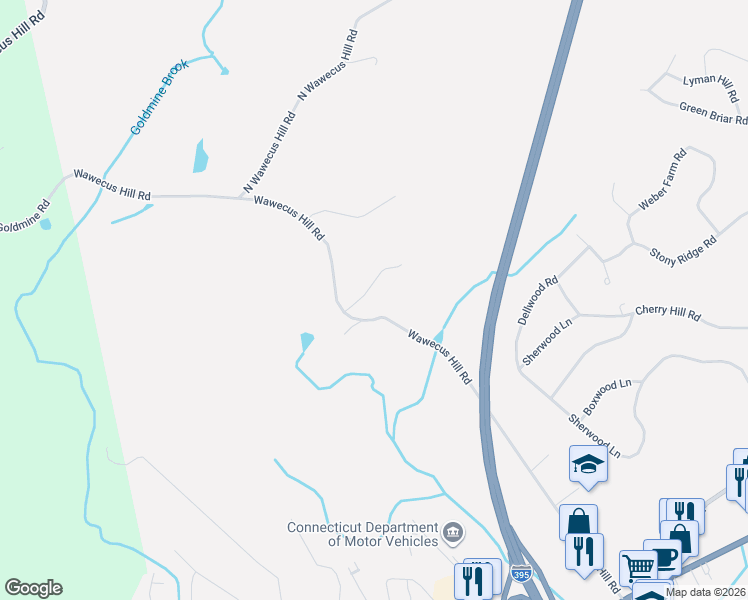 map of restaurants, bars, coffee shops, grocery stores, and more near 12 Lost Acres Road in Norwich