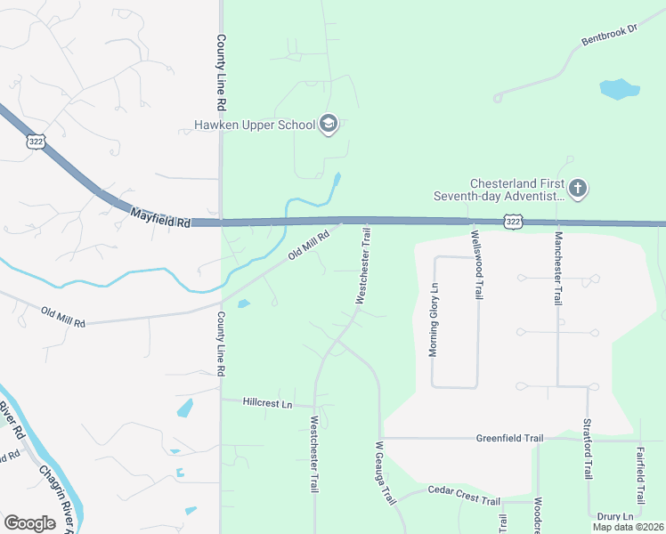 map of restaurants, bars, coffee shops, grocery stores, and more near 12800 Westchester Trail in Chesterland