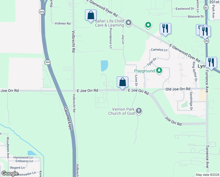 map of restaurants, bars, coffee shops, grocery stores, and more near 1810 East Joe Orr Road in Chicago Heights