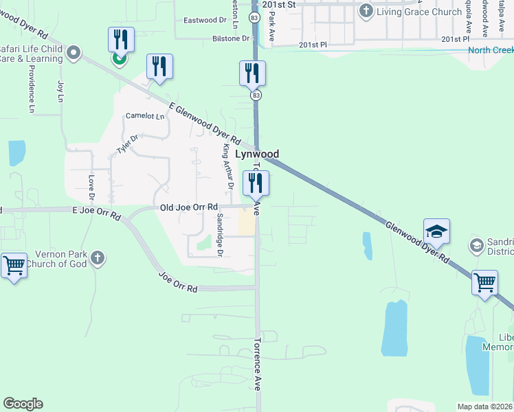 map of restaurants, bars, coffee shops, grocery stores, and more near 2401 East Joe Orr Road in Lynwood