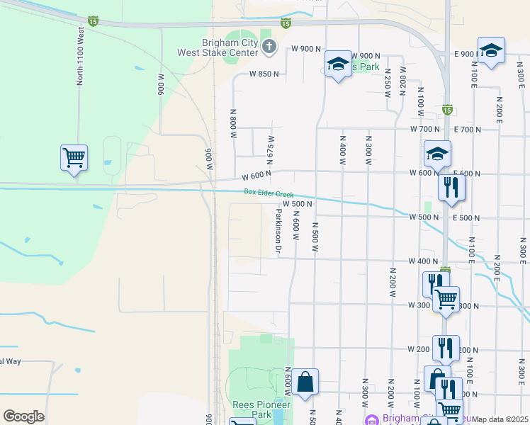 map of restaurants, bars, coffee shops, grocery stores, and more near 488 North 700 West in Brigham City