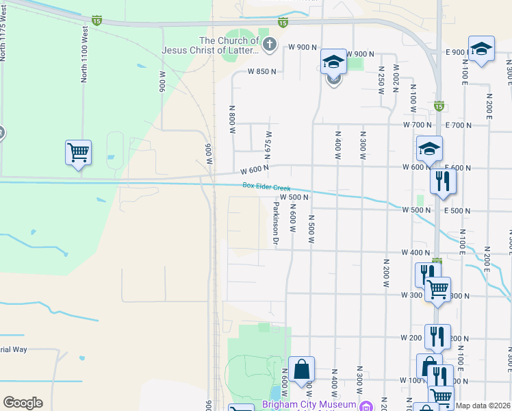 map of restaurants, bars, coffee shops, grocery stores, and more near 485 North 700 West in Brigham City
