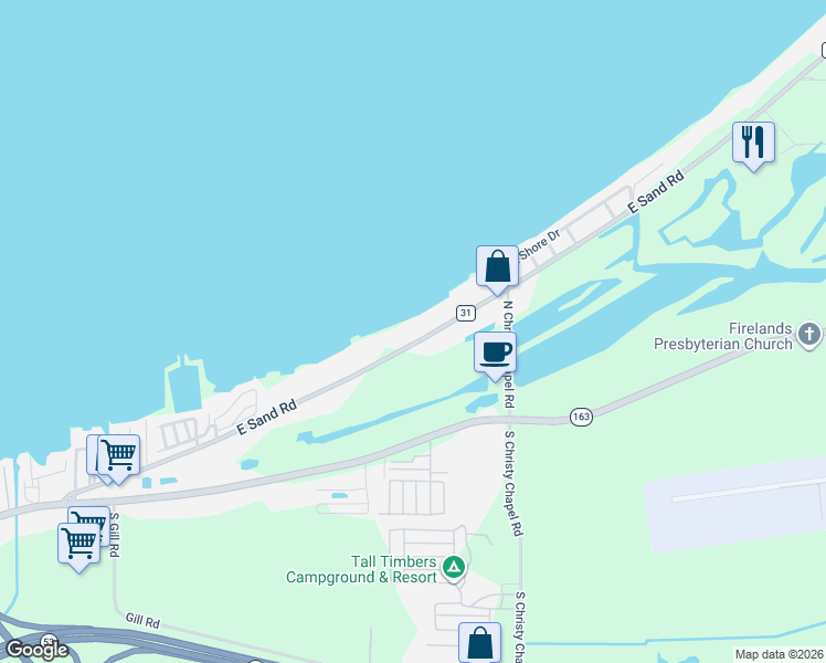 map of restaurants, bars, coffee shops, grocery stores, and more near 2311 Township Highway 31 in Port Clinton