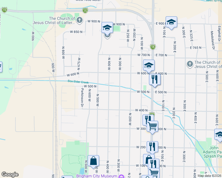 map of restaurants, bars, coffee shops, grocery stores, and more near 508 North 400 West in Brigham City