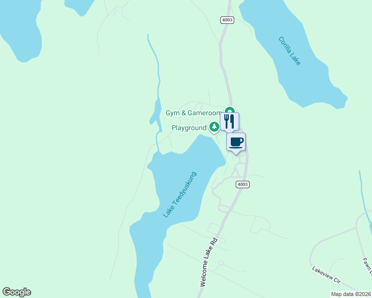 map of restaurants, bars, coffee shops, grocery stores, and more near West Shore Drive in Hawley