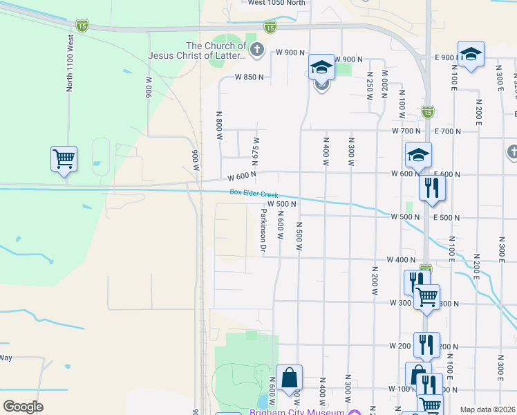 map of restaurants, bars, coffee shops, grocery stores, and more near 668 West 500 North in Brigham City