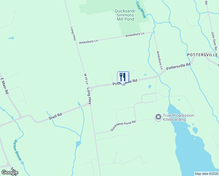 map of restaurants, bars, coffee shops, grocery stores, and more near 104 Pottersville Rd in Little Compton