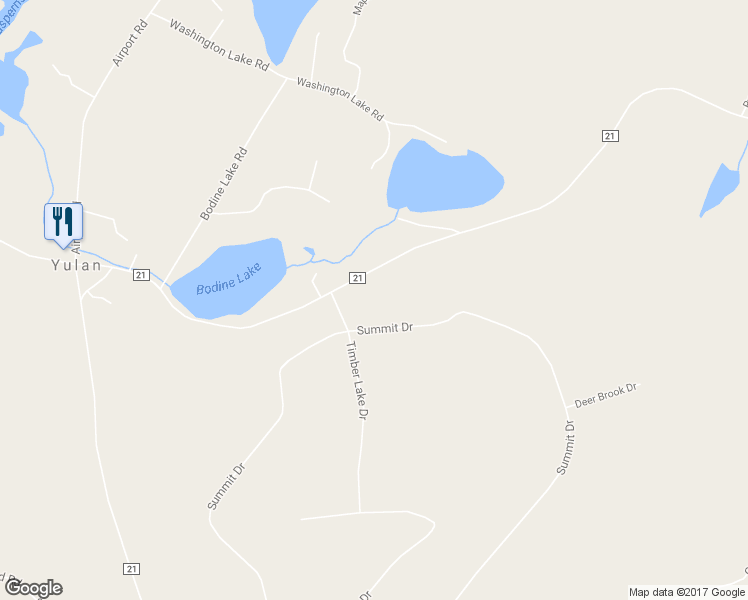 map of restaurants, bars, coffee shops, grocery stores, and more near 173 Eldred-Yulan Road in Eldred