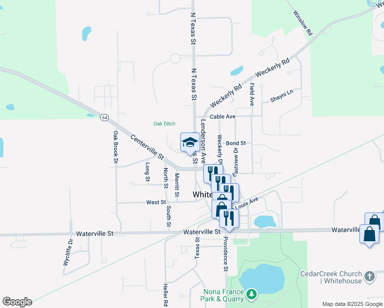 map of restaurants, bars, coffee shops, grocery stores, and more near 6510 Texas Street in Whitehouse