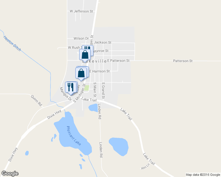 map of restaurants, bars, coffee shops, grocery stores, and more near 313 South Lake Street in Lakeville
