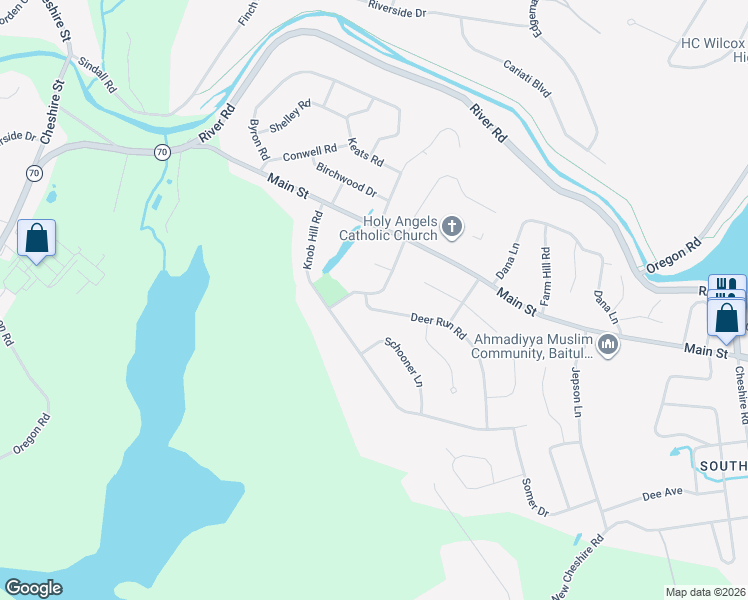 map of restaurants, bars, coffee shops, grocery stores, and more near 78 Racebrook Road in Meriden