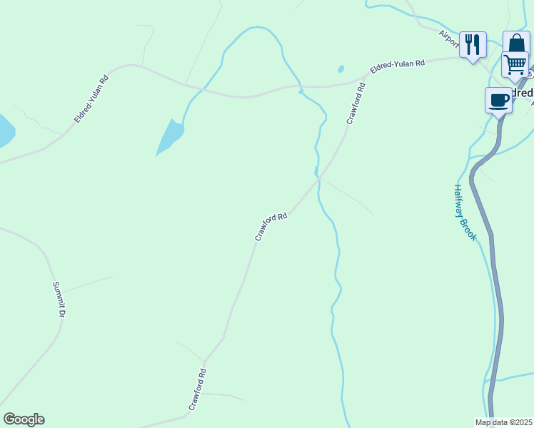 map of restaurants, bars, coffee shops, grocery stores, and more near 28 Crawford Road in Eldred