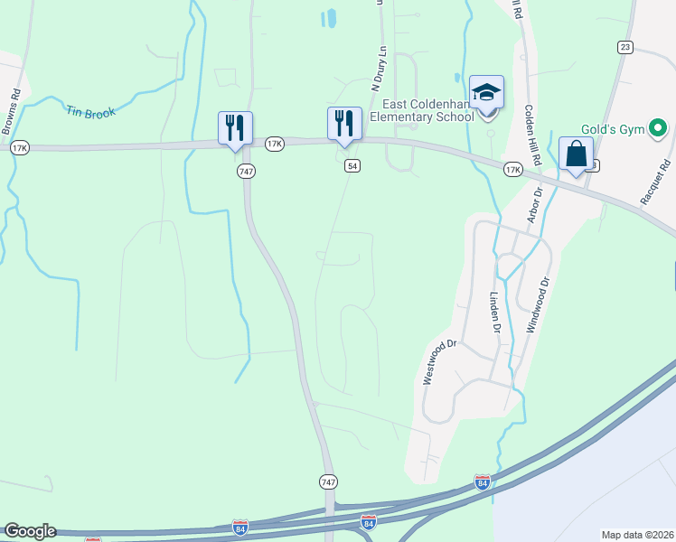 map of restaurants, bars, coffee shops, grocery stores, and more near 4 Charlestowne Drive in Newburgh