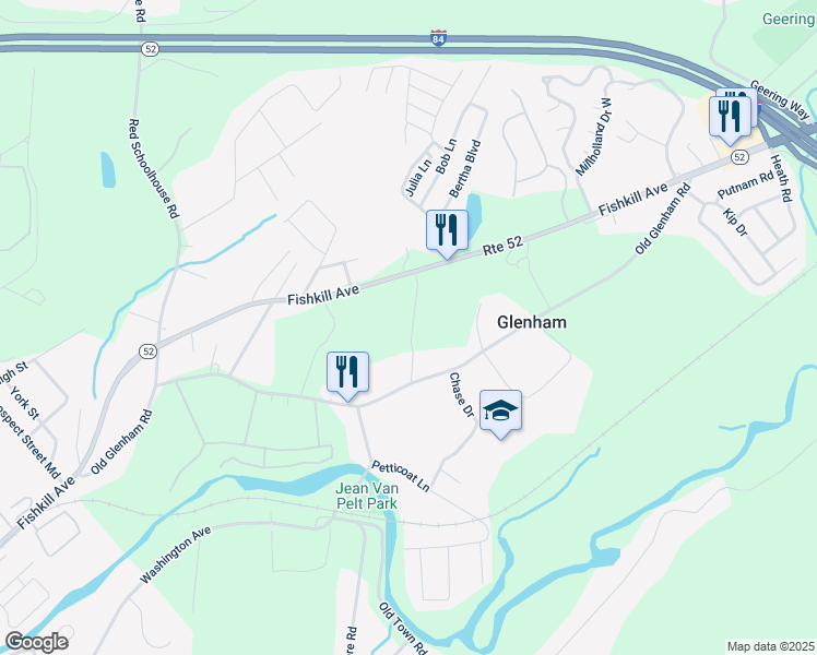 map of restaurants, bars, coffee shops, grocery stores, and more near 23 Brown Road in Glenham