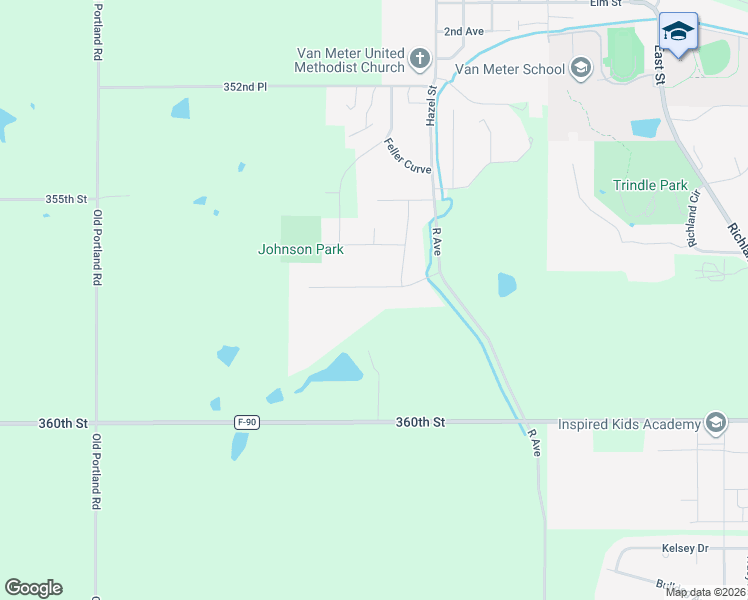 map of restaurants, bars, coffee shops, grocery stores, and more near 207 Hudson Avenue in Van Meter