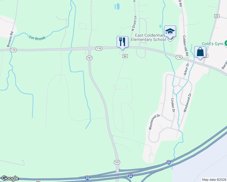map of restaurants, bars, coffee shops, grocery stores, and more near 647 South Drury Lane in Rock Tavern