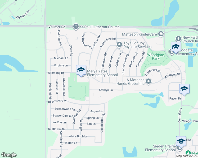 map of restaurants, bars, coffee shops, grocery stores, and more near 6044 Allemong Drive in Matteson