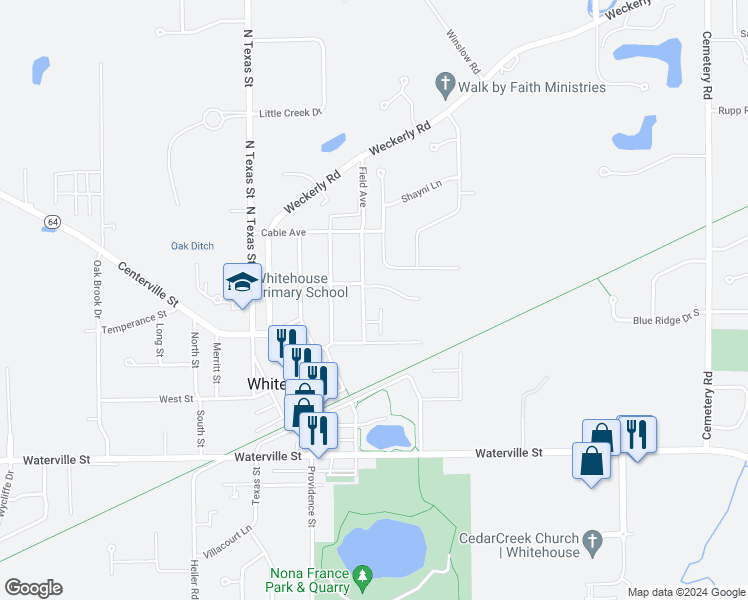 map of restaurants, bars, coffee shops, grocery stores, and more near 6517 Field Avenue in Whitehouse